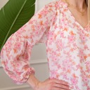  Floral Puff Sleeve Top