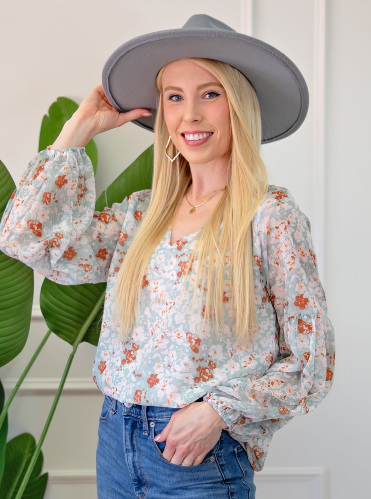 Floral Puff Sleeve Top