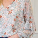  Floral Puff Sleeve Top