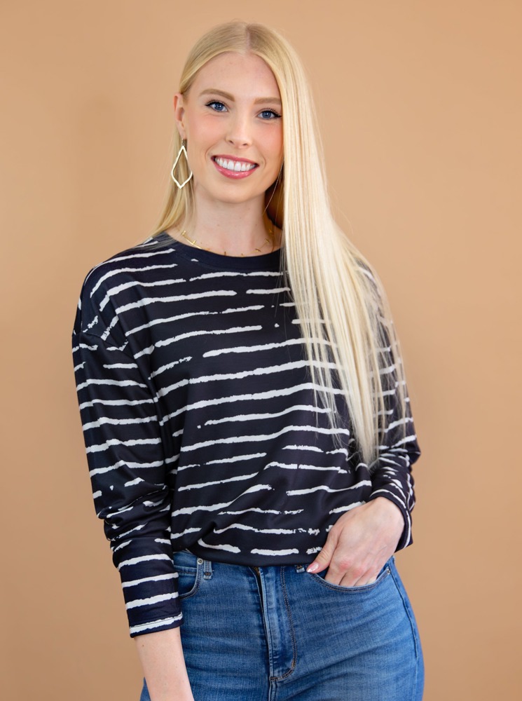 Retro Striped Casual Long Sleeve Top | Free Shipping