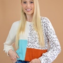  Patchwork & Color Block Ribbed Top