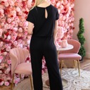  Ribbed Short Sleeve Wide Leg Jumpsuit