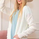  Waffle Pocket Cardigan Sweater