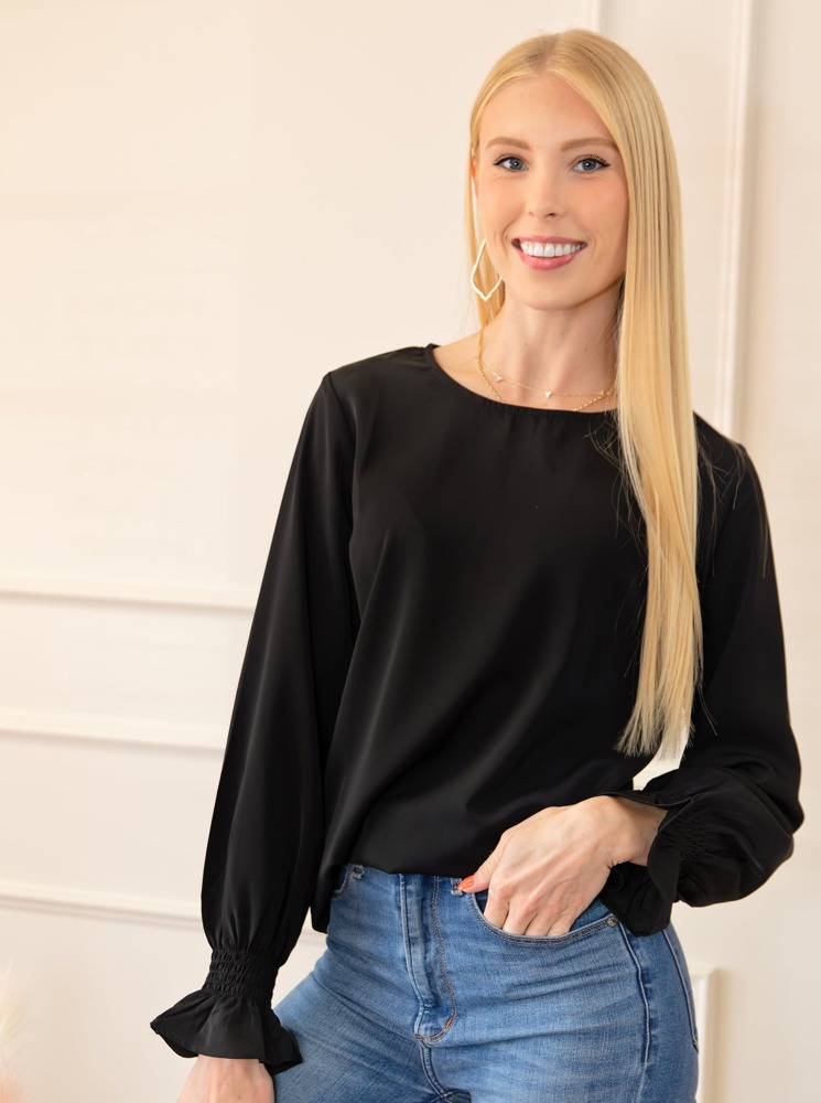 Ruffle Bubble Sleeve Top | Free Shipping