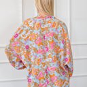  Loose Fit Ruched V-Neck Floral Blouse