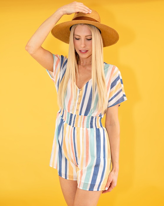 Colorful Button Romper 