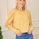  Puffy Sleeve Textured Knit Sweater