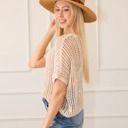  Fishnet Round Neck Short Sleeve Top