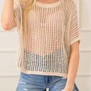  Fishnet Round Neck Short Sleeve Top