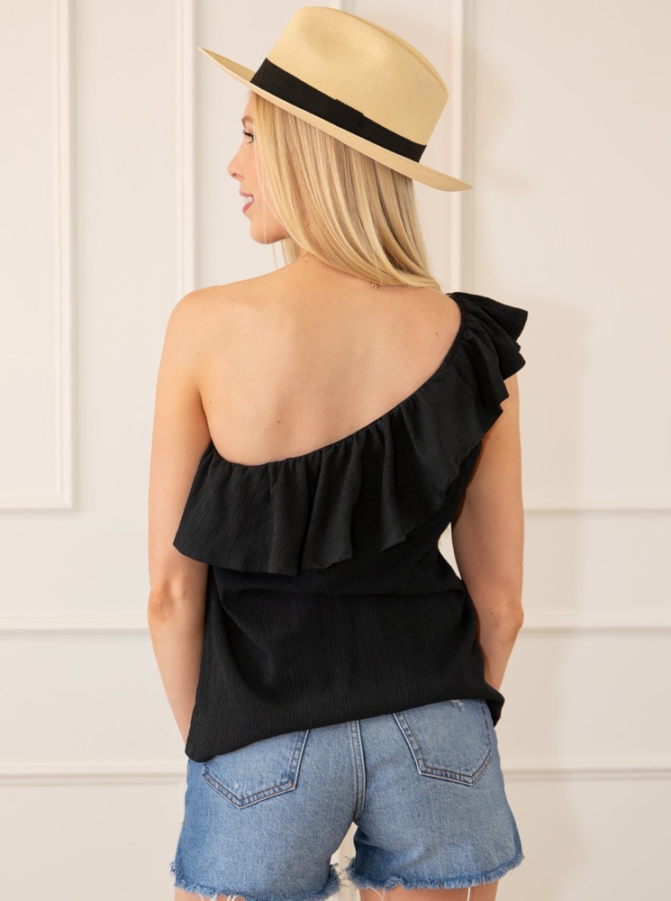 One Shoulder Ruffle Tank | Free Shipping