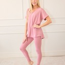 Small Light Rose Buttery Soft Microfiber Short Sleeve Loungewear Set | S-3X