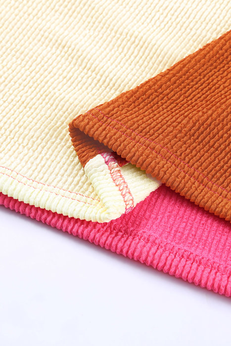 MY DREAM LIFE | Color Block & Patchwork Ribbed Top | S-2XL