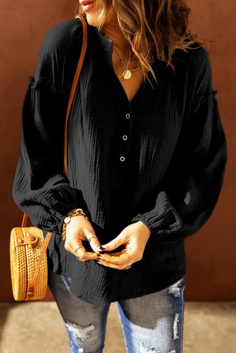 MY DREAM LIFE | Balloon Sleeve Crinkled Top