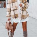 Small Brown Plaid Teddy Jacket