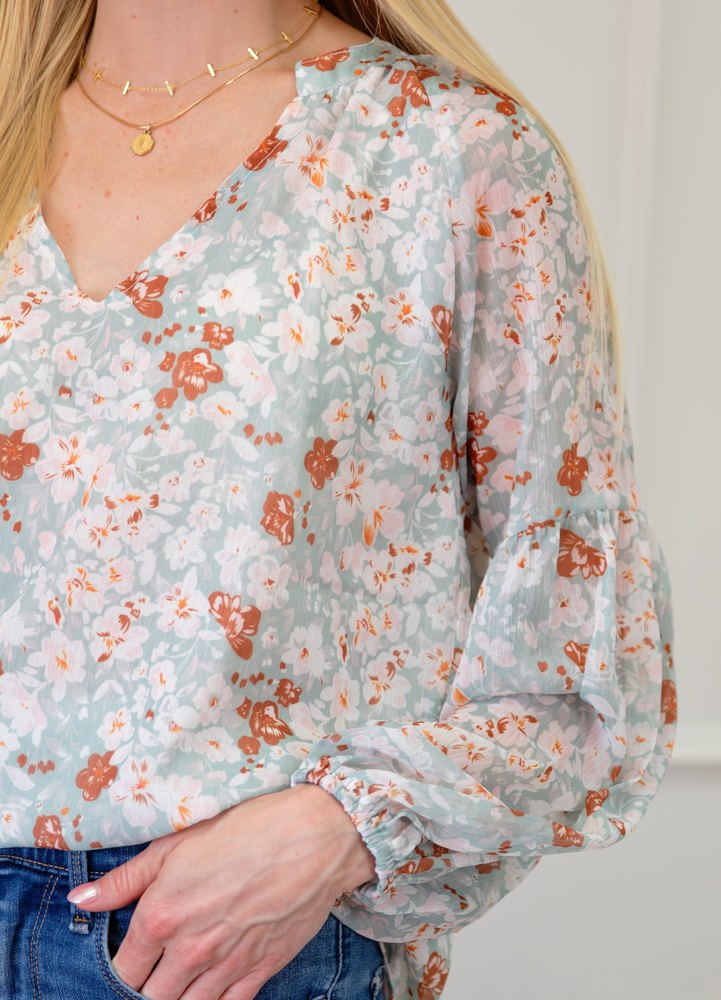 Floral Puff Sleeve Top