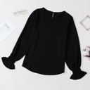 Small Black Ruffle Bubble Sleeve Top | Free Shipping