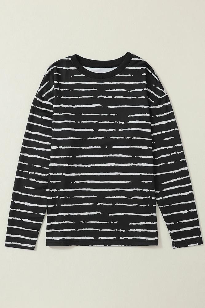 Retro Striped Casual Long Sleeve Top | Free Shipping