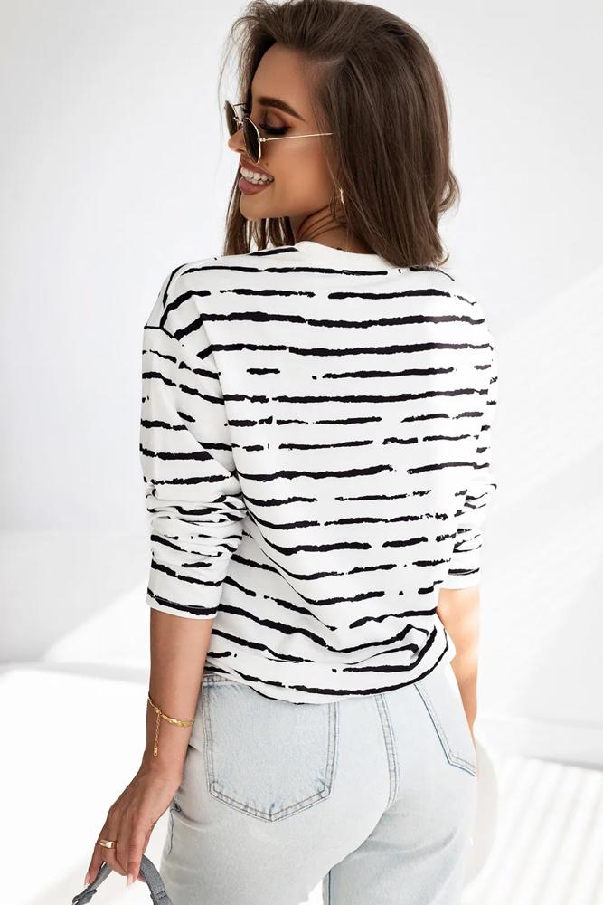 Retro Striped Casual Long Sleeve Top | Free Shipping