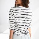 Small White Retro Striped Casual Long Sleeve Top | Free Shipping