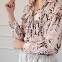 Small Brown Snake Print Button Up Top | Free Shipping