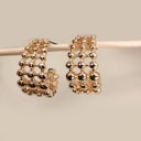  3 Row Bead Ball Hoop Earrings | Free Shipping