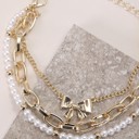  Bow Pearl Link Trio Set Bracelet | Free Shipping