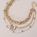  Bow Pearl Link Trio Set Bracelet | Free Shipping