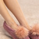  Knitted Slippers with Pom Pom | Two SIZES fits most | Free Shipping