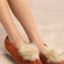  Knitted Slippers with Pom Pom | Two SIZES fits most | Free Shipping