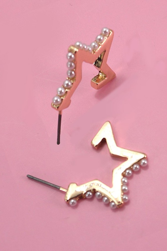 Pearl Embellished Star Hoop Earrings | Free Shipping