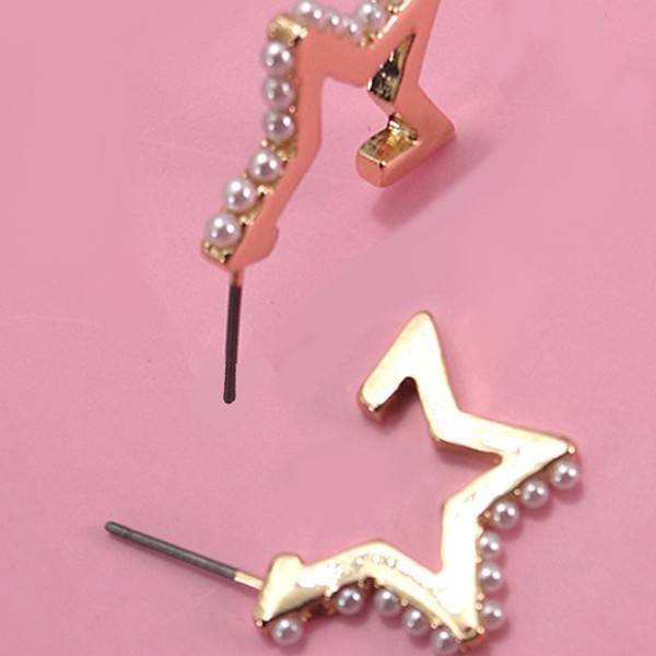 Pearl Embellished Star Hoop Earrings | Free Shipping