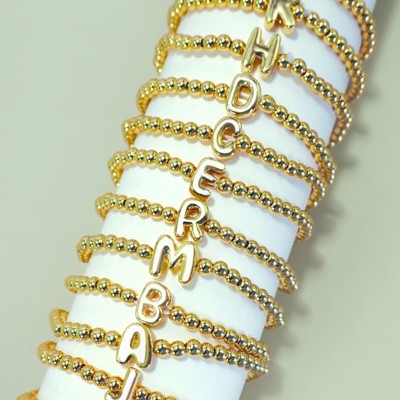 Initial Monogram Bubble Stretch Bead Bracelet | Free Shipping