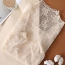 Small Beige Floral Sheer Lace Trendy Top | S-XL