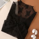 Small Black Floral Sheer Lace Trendy Top | S-XL
