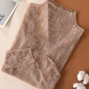 Small Coffee Floral Sheer Lace Trendy Top | S-XL