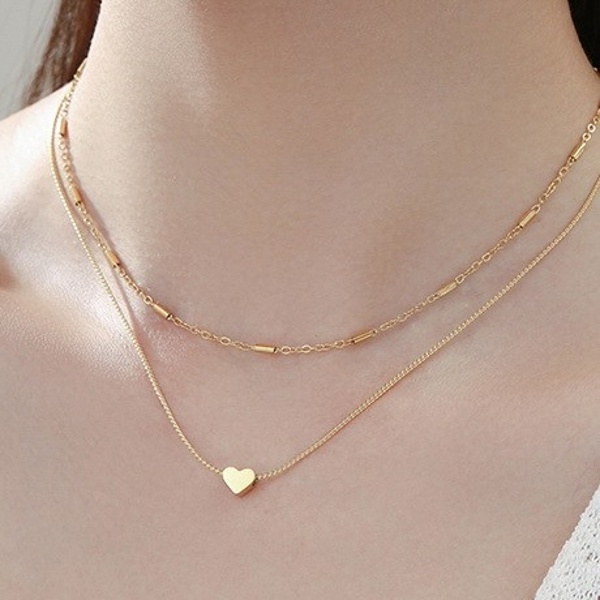 Titanium Steel  Layered Heart Necklace | Free Shipping