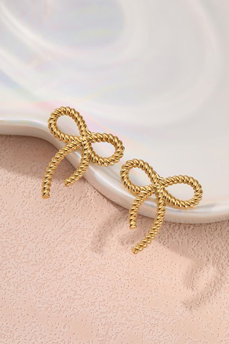 18K Stainless Steel Bow Stud Earrings | Free Shipping