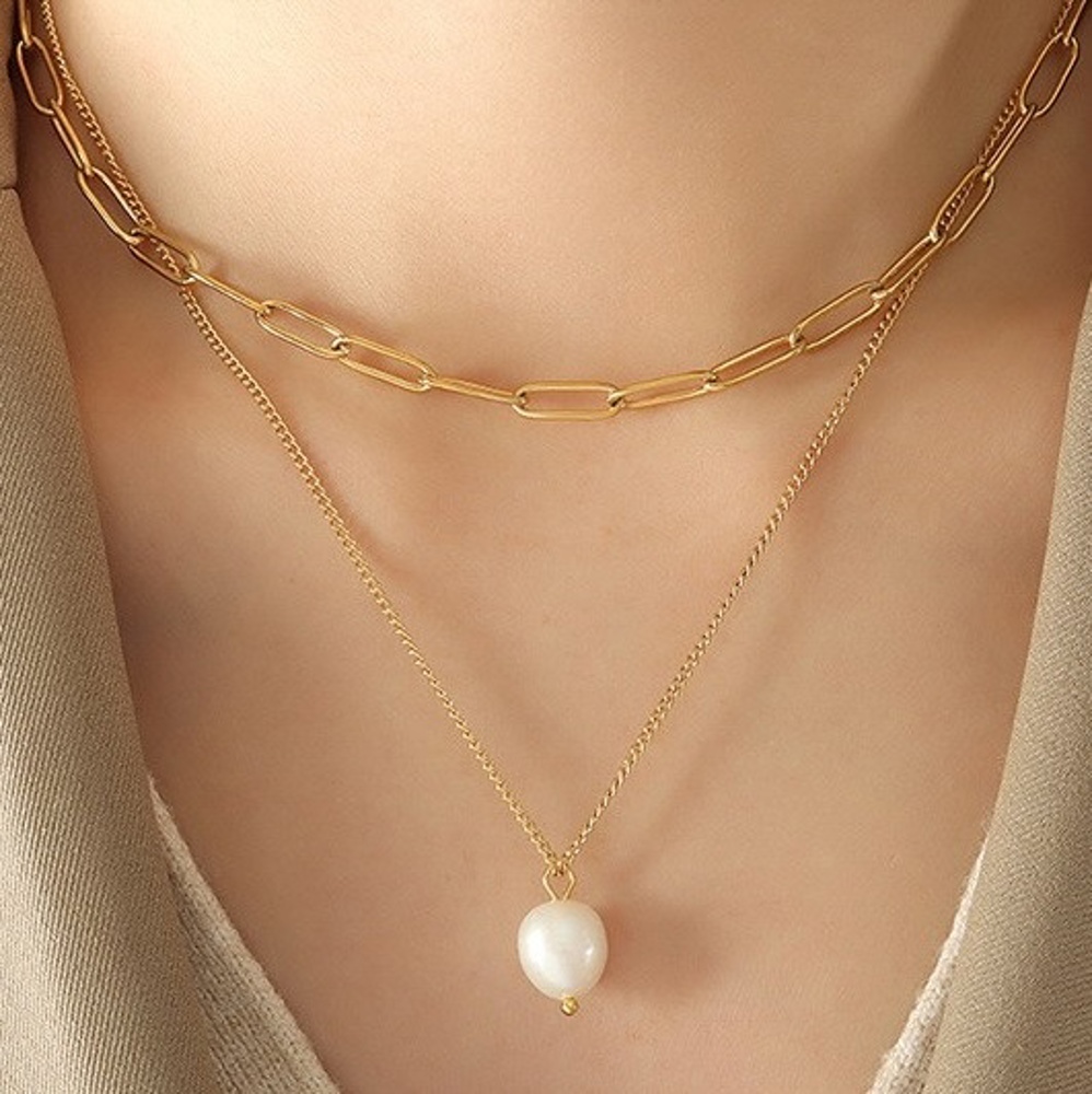 18K Stainless Steel  Pearl Necklace | Free Shipping