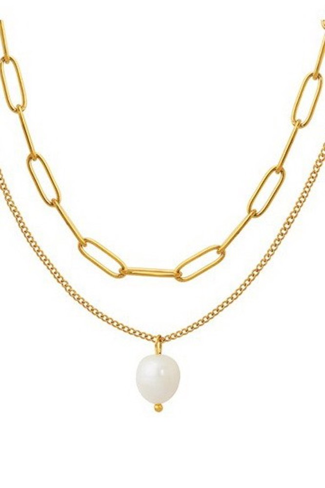 18K Stainless Steel  Pearl Necklace | Free Shipping