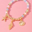  Seashell And Starfish Design Beaded Charm Bracelet