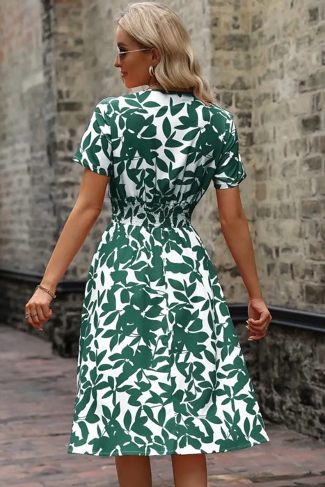 Falling Leaves Waist Band Midi Dress | S-XXL