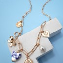  Ceramic Porcelain Bow Heart Charm Link Necklace