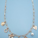  Ceramic Porcelain Bow Heart Charm Link Necklace