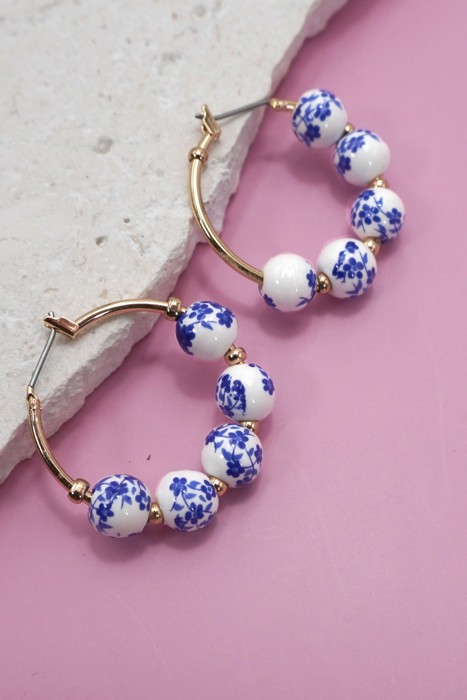  Ceramic Porcelain Hoop Earrings