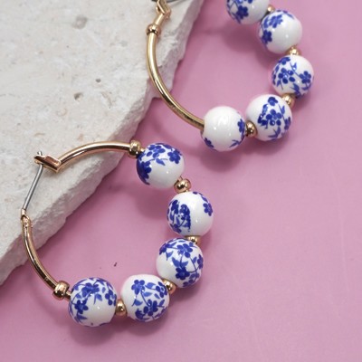  Ceramic Porcelain Hoop Earrings