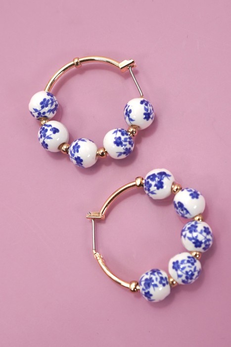  Ceramic Porcelain Hoop Earrings
