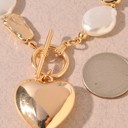  Heart Pendant Pearl & Gold Link Bracelet