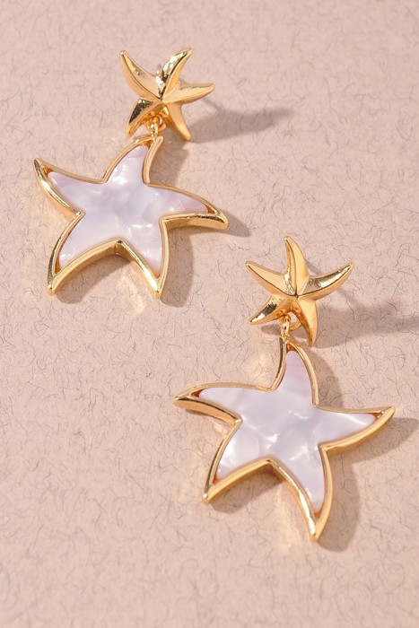 Mother Of Pearl  Starfish Drop Earrings | 2 Colors