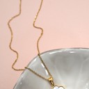  18k Stainless Steel Mother of Pearl Clover Initial Necklace