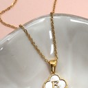 18k Stainless Steel Mother of Pearl Clover Initial Necklace